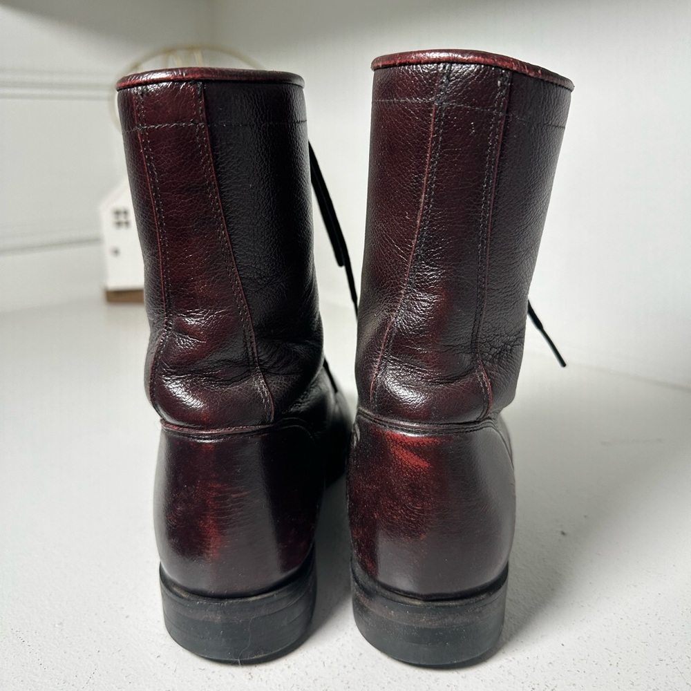 Justin Vintage Kiltie Lace-Up Boots Women’s 6.5B Burgundy Brown Leather USA - Picture 5 of 9